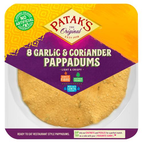 Garlic & Corriander Pappadums RTE - 60g